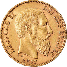 Moneda, Bélgica, Leopold II, 20 Francs, 20 Frank, 1877, EBC, Oro, KM:37