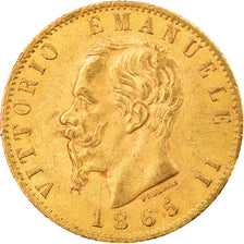 Moneta, Włochy, Vittorio Emanuele II, 20 Lire, 1865, Torino, AU(50-53), Złoto