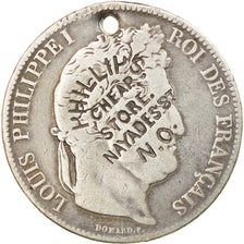 Moneda, Francia, Louis-Philippe, 5 Francs, 1832, Rouen, Advertising countermark