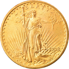 Moneta, Stati Uniti, Saint-Gaudens, $20, Double Eagle, 1908, U.S. Mint