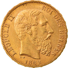 Moneta, Belgio, Leopold II, 20 Francs, 20 Frank, 1882, SPL, Oro, KM:37