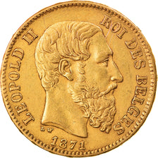 Moneta, Belgia, Leopold II, 20 Francs, 20 Frank, 1871, AU(50-53), Złoto, KM:37