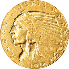 Moeda, Estados Unidos da América, Indian Head, $5, Half Eagle, 1914, U.S. Mint