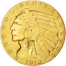 UNITED STATES, Indian Head, $5, Half Eagle, 1912, U.S. Mint, KM #129,...