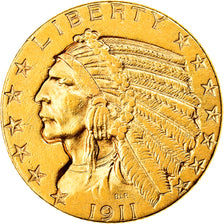 Moneda, Estados Unidos, Indian Head, $5, Half Eagle, 1911, Philadelphia, MBC+