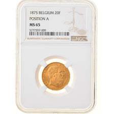 Moneta, Belgia, Leopold II, 20 Francs, 20 Frank, 1875, NGC, MS65, MS(65-70)