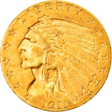 Coin, United States, Indian Head, $2.50, Quarter Eagle, 1911, U.S. Mint