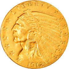 Coin, United States, Indian Head, $2.50, Quarter Eagle, 1912, U.S. Mint