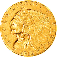 Munten, Verenigde Staten, Indian Head, $2.50, Quarter Eagle, 1912, U.S. Mint