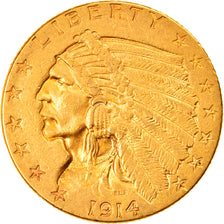 Coin, United States, Indian Head, $2.50, Quarter Eagle, 1914, U.S. Mint