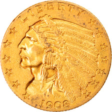 Coin, United States, Indian Head, $2.50, Quarter Eagle, 1908, U.S. Mint