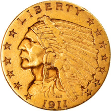 Coin, United States, Indian Head, $2.50, Quarter Eagle, 1911, U.S. Mint