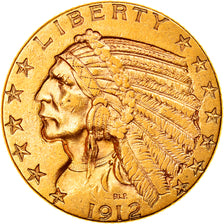 Coin, United States, Indian Head, $5, Half Eagle, 1912, U.S. Mint, Philadelphia