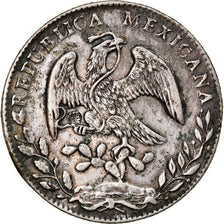 Moneda, México, 8 Reales, 1883, Guanajuato, Countermark, MBC+, Plata, KM:377.8