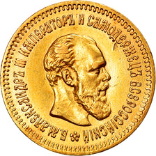 Münze, Russland, Alexander III, 5 Roubles, 1888, St. Petersburg, SS+, Gold