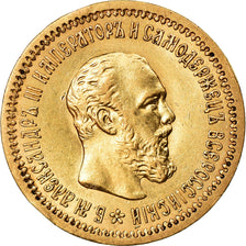 Moeda, Rússia, Alexander III, 5 Roubles, 1889, St. Petersburg, AU(55-58)