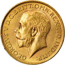 Moneda, Gran Bretaña, George V, Sovereign, EBC, Oro, KM:820