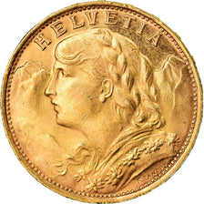 Münze, Schweiz, 20 Francs, 1935, Bern, VZ, Gold, KM:35.1