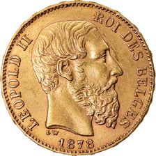 Moneda, Bélgica, Leopold II, 20 Francs, 20 Frank, 1878, EBC, Oro, KM:37