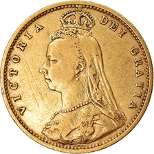 Münze, Großbritannien, Victoria, 1/2 Sovereign, 1890, S+, Gold, KM:766