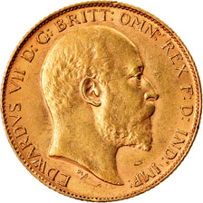 Coin, Great Britain, Edward VII, 1/2 Sovereign, 1910, AU(55-58), Gold, KM:804