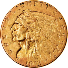 Coin, United States, $2.50, Quarter Eagle, 1913, Philadelphia, AU(50-53), Gold