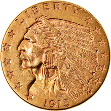 Moneta, Stati Uniti, $2.50, Quarter Eagle, 1915, Philadelphia, BB+, Oro, KM:128