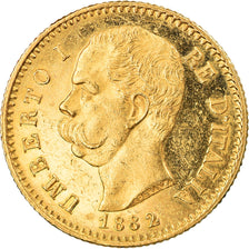 Moeda, Itália, Umberto I, 20 Lire, 1882, Rome, MS(60-62), Dourado, KM:21