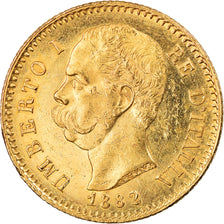 Coin, Italy, Umberto I, 20 Lire, 1882, Rome, MS(60-62), Gold, KM:21