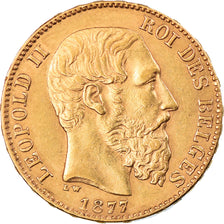 Münze, Belgien, Leopold II, 20 Francs, 20 Frank, 1877, SS+, Gold, KM:37