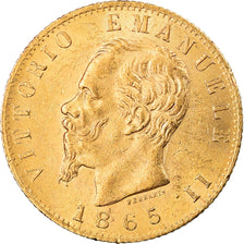 Coin, Italy, Vittorio Emanuele II, 20 Lire, 1865, Torino, AU(55-58), Gold