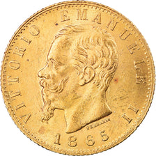 Moneta, Włochy, Vittorio Emanuele II, 20 Lire, 1865, Torino, AU(55-58), Złoto