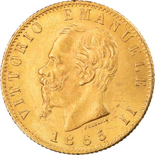 Moneta, Włochy, Vittorio Emanuele II, 20 Lire, 1865, Torino, AU(55-58), Złoto