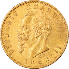 Moneda, Italia, Vittorio Emanuele II, 20 Lire, 1862, Torino, MBC, Oro, KM:10.1