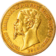 Moneta, DEPARTAMENTY WŁOSKIE, SARDINIA, Vittorio Emanuele II, 20 Lire, 1858