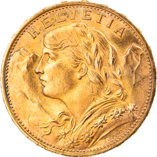 Moneta, Szwajcaria, 20 Francs, 1930, Bern, AU(55-58), Złoto, KM:35.1