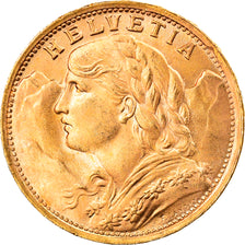 Coin, Switzerland, 20 Francs, 1935, Bern, AU(55-58), Gold, KM:35.1