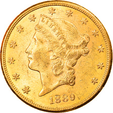 Moneda, Estados Unidos, $20, Double Eagle, 1889, San Francisco, MBC+, Oro