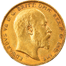 Moneta, Wielka Brytania, Edward VII, Sovereign, 1902, AU(50-53), Złoto, KM:805