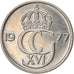 Moneda, Suecia, Carl XVI Gustaf, 25 Öre, 1977, MBC, Cobre - níquel, KM:851