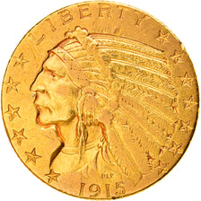 Moneta, USA, Indian Head, $5, Half Eagle, 1915, Philadelphia, AU(50-53), Złoto