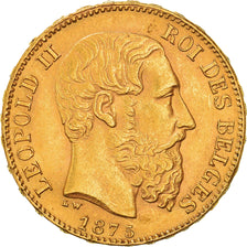 Coin, Belgium, Leopold II, 20 Francs, 20 Frank, 1875, AU(50-53), Gold, KM:37