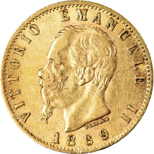 Monnaie, Italie, Vittorio Emanuele II, 20 Lire, 1869, Torino, Rare, TTB, Or