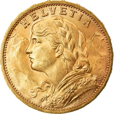 Moeda, Suíça, 20 Francs, 1927, Bern, MS(63), Dourado, KM:35.1