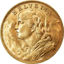 Münze, Schweiz, 20 Francs, 1922, Berne, UNZ, Gold, KM:35.1