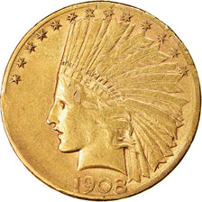 Munten, Verenigde Staten, Indian Head, $10, Eagle, 1908, Denver, ZF, Goud