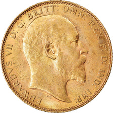 Moneta, Wielka Brytania, Edward VII, Sovereign, 1907, AU(55-58), Złoto, KM:805