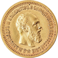 Munten, Rusland, Alexander III, 5 Roubles, 1889, St. Petersburg, ZF+, Goud