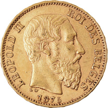 Moneta, Belgio, Leopold II, 20 Francs, 20 Frank, 1875, BB+, Oro, KM:37