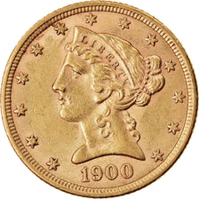 Munten, Verenigde Staten, Coronet Head, $5, Half Eagle, 1900, Philadelphia, PR